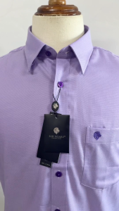 SAN SCIARO - Áo Sơ Mi Nam Tay Ngắn Màu Tím Violet Caro Form Regular Lai Bầu Việt Tiến Cao Cấp