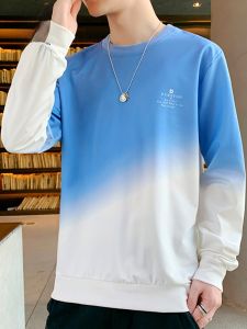 ROMON | Loose Long Sleeve T-Shirt For Men Spring Autumn Fashion Brand Gradient Color Casual Sweatshirt Base Shirt Top Urban Style