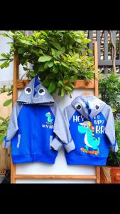 Áo khoác bé trai 10kg -38KG họa tiết khủng long mặt trước mặt sau in ép nhiệt không bong tróc chất vải thun da cá mềm mịn co giản 4 chiều