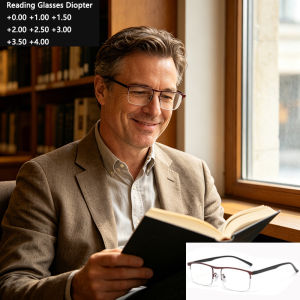 Mens Anti Blue Light Half Frame Reading Glasses HD Clear Radiation Protection Presbyopic Eyeglasses For Daily Office Use