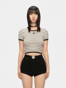 SMFK | Vintage Striped Fitted Short Sleeve