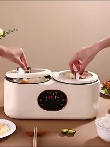 Double Gallbladder Electric Rice Cooker 2 IN 1 Multi Functional Hot Pot 1.8L+1.8L Steaming Intelligent Reservation Insulation Cooking Pot 双胆电饭煲