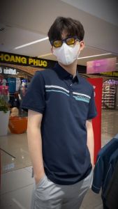 Áo POLO nam HLA ngắn tay thời trang in họa tiết kẻ sọc New Sunscreen Offset Printing POLO Shirt