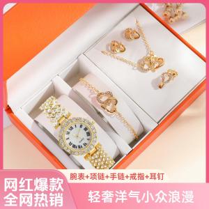 Romantic Heart Shaped Necklace for Girlfriend Girls Christmas Birthday Gift Creative Creative Gift Box Set Non-fading Jewelry Five-piece Set