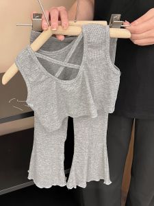 Sleeveless Short Vest Flare Pants Set