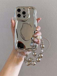 Silver Plated English Phone Stand Compatible with iPhone 17 pro Apple 15 pro Max Bracelet 13 Diagonal Hanging Rope 12 Simple Womens Model 15 pro Mirror 14 plus Advanced 11 New Model PM