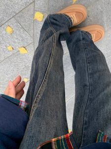 กางเกงยีนส์ทรงตรงสไตล์อเมริกันย้อนยุคสำหรับผู้ชาย กางเกงขายาวทรงหลวมๆ ทรงสลิมฟิต ทรงหลวมๆ สำหรับฤดูใบไม้ผลิและฤดูร้อน