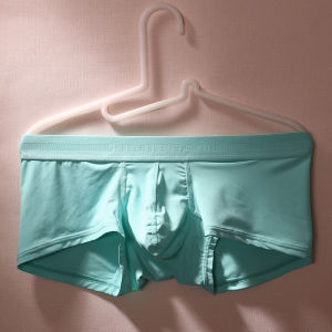 Quần Lót Nam Ice Silk Cạp Thấp Gợi Cảm Mùa Hè Đơn Giản Màu Trơn Gợi Cảm Quần Lót Góc Phẳng Bằng Vải Lụa Mịn