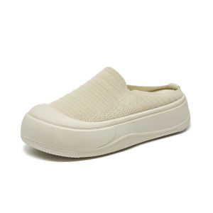 รองเท้าแตะสวมตาข่ายแบบสวมครึ่งนิ้วพื้นหนา รองเท้าแตะแบบสวมลำลองสำหรับฤดูร้อนปี 2025 รองเท้าแตะแบบสวมส้นสูงพื้นหนาแบบสวมสบาย