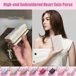 Womens Love Short Coin Purse Embroidered Coin Pouch Short Love Coin Purse