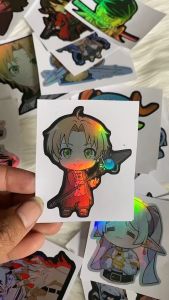 Stiker Hologram Rudeus Greyrat Mushoku Tenseisticker ukuran 7 cm