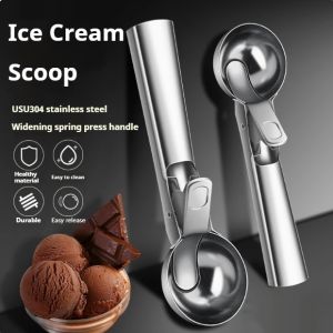 Ice Cream Scoop Stainless Steel Cookie Dough Spoon Fruit Potato Watermelon Digging Ball Scoop Kitchen Accessories