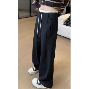 Spring New Fashion Stylish High-Waist Straight Leg Wide Pants