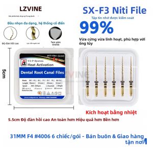 Bộ Dụng Cụ Tẩy Nha Chu Bằng Kim Loại Niti Xoay Nhiệt Kích Hoạt 25mm Bộ Dụng Cụ Tẩy Nha Chu Niti Dụng Cụ Tẩy Ống Tủy Răng Bằng Nickel-Titanium Kích Thước F4 F5