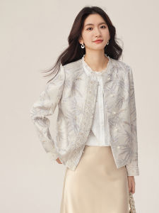 New Chinese Style Bamboo Pattern Embroidery Short Jacket Womens Autumn 2025 Retro Pearl Button National Style Top