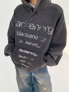 Áo Nỉ Dáng Rộng Phong Cách Mỹ Thường Ngày Mùa Thu Cho Nữ Áo Khoác Ngoài Cặp Đôi in Họa Tiết Cổ Điển Áo Khoác Ngoài Cotton Dài Tay