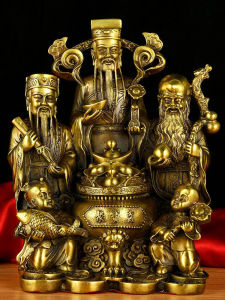Modern Simplicity Copper Sculpture Wealth Happiness Longevity Home Decorations Three Star Figures Five Road Wealth Deities