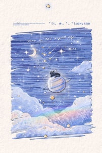 การ์ตูนน่ารัก แฮนด์เมด สตั๊ดวันเกิด ภาพวาดเรียบง่าย สติกเกอร์ตกแต่งห้องนอน โพลีเอสเตอร์ ลายดอกไม้สีสดใส