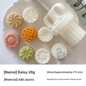 Chinese Style Flower Shaped Bean Paste Mooncake DIY Baking Mold Kitchen Tool for Home Use ABS Material for General Public
