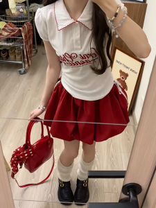Váy Ngắn Xếp Ly Màu Đỏ Cho Nữ Mùa Hè Thiết Kế Mới Váy Ngắn Xếp Ly Cao Cấp Dáng Chữ a Váy Ngắn Xếp Ly Phong Cách Hàn Quốc