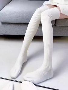Vớ Dài Nữ Phong Cách JK Lolita Trên Đầu Gối Vớ Cao Đến Đùi Có Sọc Dọc Chất Liệu Cotton Pha Polyester Dành Cho Mùa Thu Đông Dành Cho Các Cô Gái.