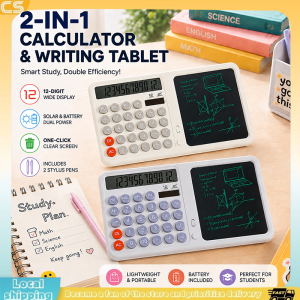 2in1 Calculator with Writing Tablet Large LCD Display 12-Digit Scientific Calculators With Stylus Portable Real-person Voice Math Calculator