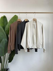 Womens Yoga Outerwear Soft Sand Wash Air Layer Comfortable Bare Sensation Loose Long Sleeve Wrap Shoulder Cardigan Top