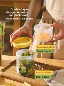 SHELI | Vegetable & Fruit Salad Cup Portable Breakfast Cup with Lid and Spoon