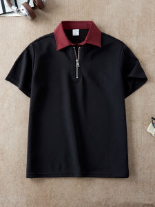OUMULONG | Breathable Color Block Half Zip Polo Shirt