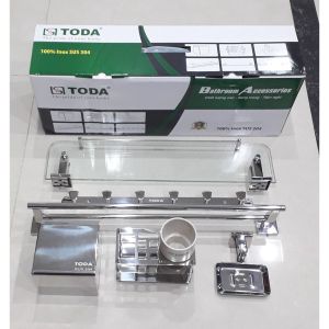 BỘ PHỤ KIỆN NHÀ TẮM VUÔNG THƯƠNG HIỆU TODA INOX 304 CAO CẤP ĐẦY ĐỦ 6 MÓN ( FULL HỘP )