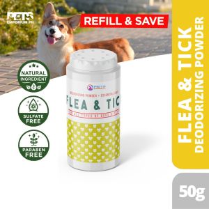 Pets Emporium Powder Flea and Tick for Dogs and Cats Sulfate and Paraben Free pH Balanced - Eco - Pet Powder - Dog Powder - Cat Powder Shieldgard Kuto Anti Garapata Fleas Ticks Cooling Dog and Cat Madre de Cacao Deodorize Papi Bearing Refillable