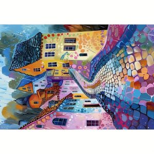 500/1000/1200/2000PCS Jigsaw Puzzle Peaceful Cobble Road Village Scene For Adults Ideal For Stress Relief And Relaxation