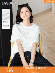 Lagogo Heavy Duty round Neck Short Sleeve T-Shirt Women Commute Fashion Spring Summer New Style Cotton Polyester Blend