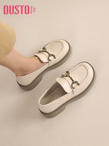 DUSTO | Giày Lười Đế Dày Mũi Tròn Màu Trắng Thoải Mái cho Mùa Thu