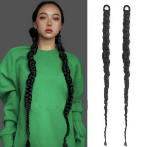 MONLEYTA | Womens Twisted Braid Double Tail Fake Hair Long Realistic Braided Hair Cool Sweet Fishtail Popular Internet Red Spicy Girl