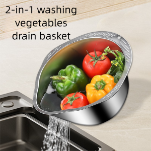 Rice Washer Strainer Bowl Stainless Steel 304 Rice Washing Bowl Rice Sieve Colander Fruit And Vegetable Strainer Kitchen Tools