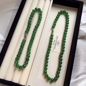 New Chinese Style Green Beaded Necklace Womens Fortune Lock Clasp Fashion Collarbone Chain Elegance High-End White Neck Chain