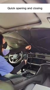 Universal Auto Sun Shade Umbrella Foldable Front and Rear Windshield Insulation Retractable Portable UV Protection