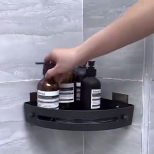 ชั้นวางของในห้องน้ำ ABS มัลติฟังก์ชั่น ชั้นวางของติดผนังเข้ามุม การติดตั้งแบบไม่ต้องเจาะ ชั้นวางของในห้องครัว