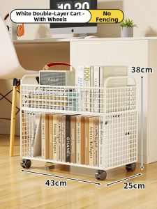 Storage Trolley Book Snack Organizer With Wheels