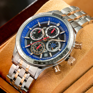 SAPPHERO Đồng Hồ Thạch Anh Nam Thời Trang Phong Cách Cơ Khí Chống Nước 50M Dạ Quang Tay Chronograph Hiển Thị Ngày Dây Thép Không Gỉ