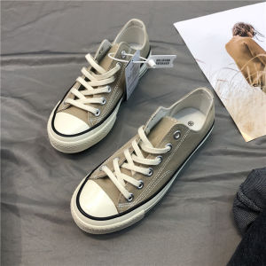 Evenstar Canvas Shoes Xiaohongshu Influencer Japanese Milk Tea Color Low-Top Lace-up Board Shoes Men Women Same Style Lovers Shoes