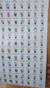 Sticker khen chữ HÌNH PORORO 40k 5 tờ A4 x 129 Stick/ tờ - Mã A454