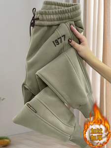 Thickened Fleece Lined Casual Sports Pants Womens Harlan Trousers Loose Fit Autumn Winter New Style Warm Comfortable Sweatpants