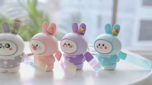 🇹🇭พร้อมส่งในไทย🇹🇭พัดลมห้อยคอ พวงกุญแจ จี้การ์ตูนกระต่ายน่ารัก ขนาดเล็ก แบบพกพา ชาร์จ USB สําหรับเดินทาง 038