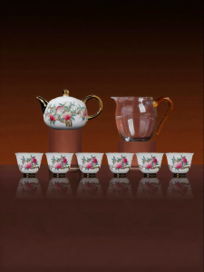 JINGDEZHEN | Enameled Porcelain Tea Set for Home Use Gift Box