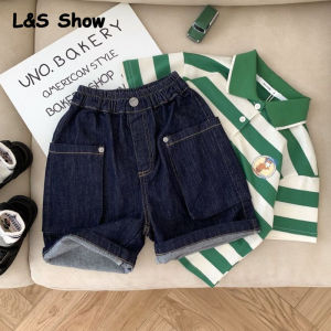 Ls hiển thị trẻ em Quần short túi áo choàng Quần short denim Boys lỏng năm phần quần trẻ em phong cách Hàn Quốc của quần áo mùa hè