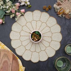 Luxury Handmade Beaded Embroidery Table Mat Dining Pad Soft Home Decoration Sample Room Gatherings Decorative Touches