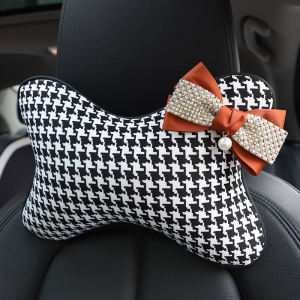 Cute Butterfly Knot Neck Support Car Seat Cushion Queen Tribe Original Style Polyester Fiber Four Seasons Universal Automobile Comfort Accessory