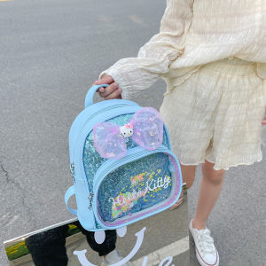 Cute Sparkling Cartoon Backpack for Toddlers Girls 1-3 Years Old Nursery School Bag Soft PU Material Zipper Closure Casual Style